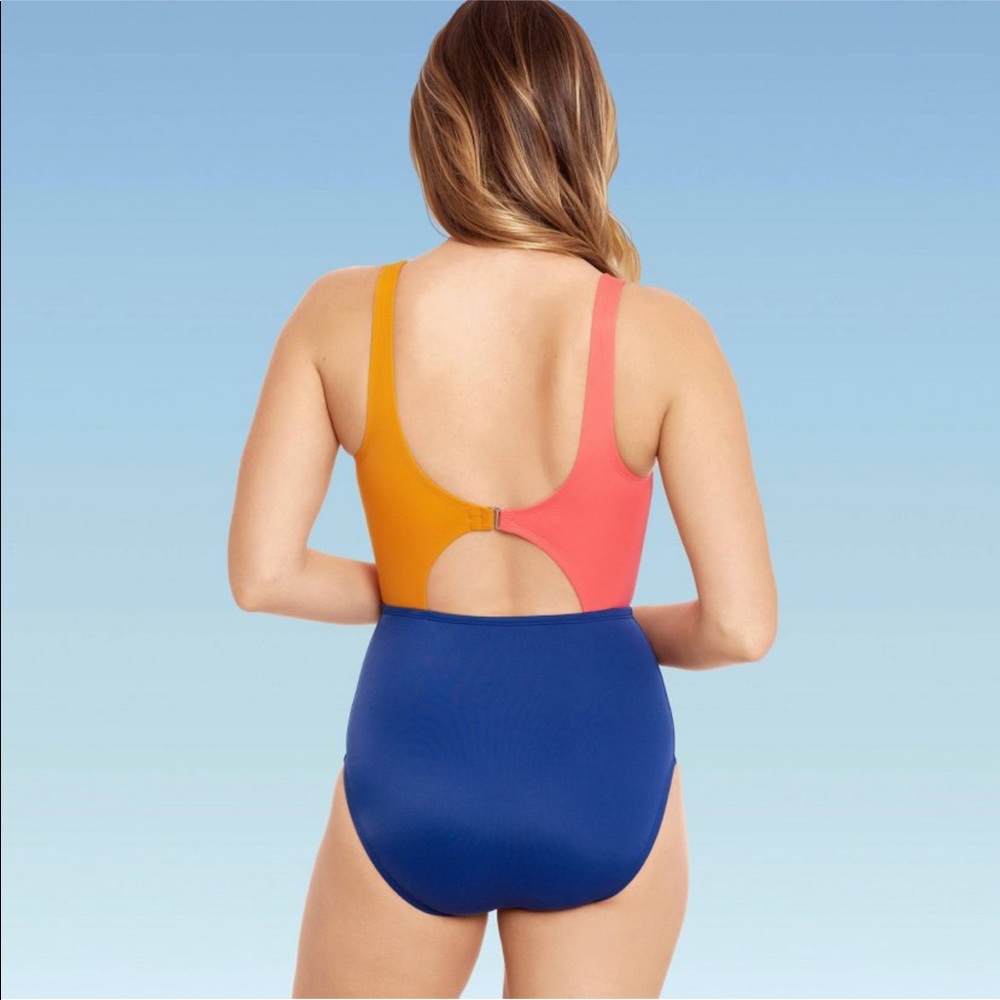 NWT! Beach Betty color block wrap front one piece - Picture 2 of 4